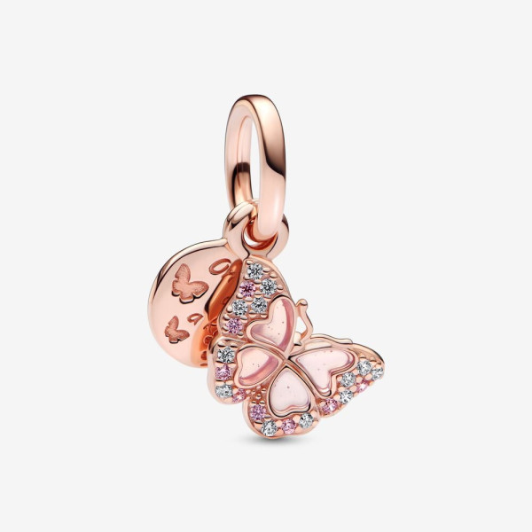 Pandora Roze vlinder en citaat dubbele hangende bedel 782555C01