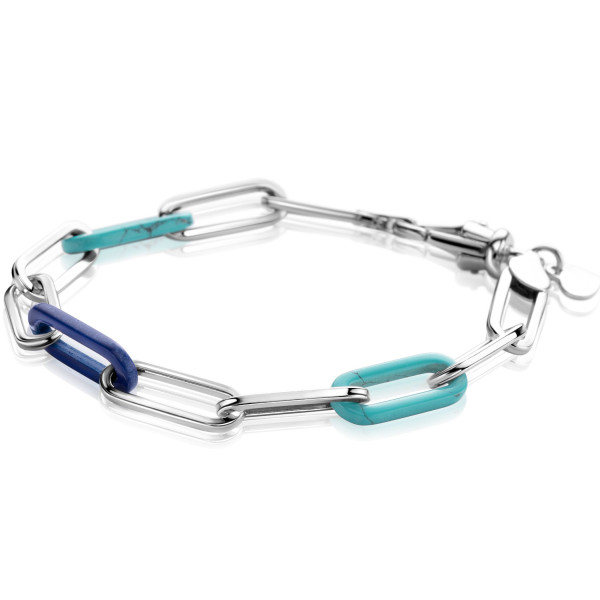 Zinzi Zilverkleurige armband met paperclip schakels en trendy schakels 19 cm ZIA2456