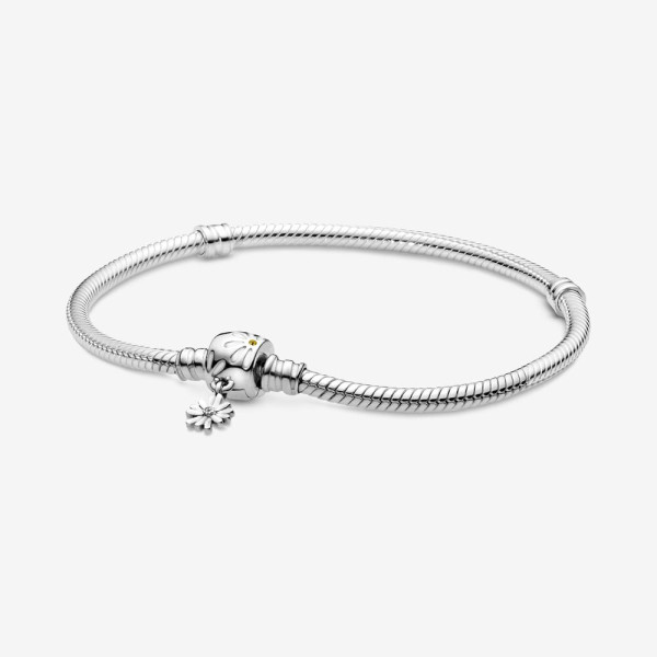 Pandora Snake Chain armband met madeliefje sluiting 598776C01-19