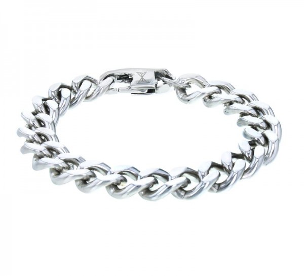 Aze Jewels - Stalen Armband AZ-BM001-A-195 Gourmet Full Flat Inox - Zilverkleurig