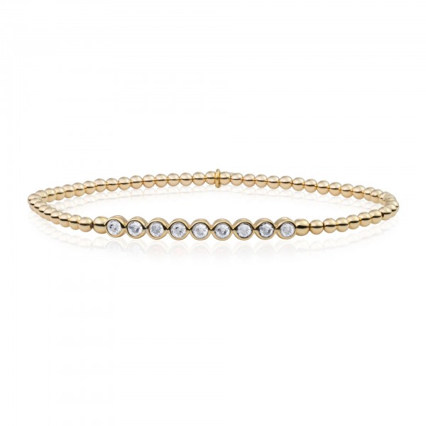 Sparkling Jewels - White Flame CZ Tube Armband - SB-G-3MM-TB01