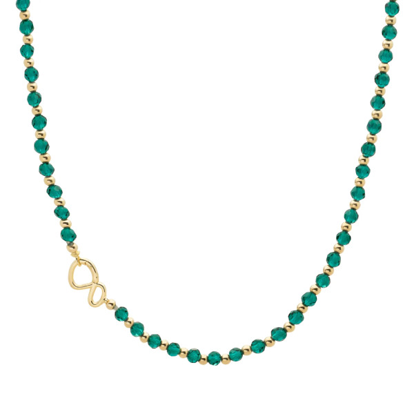 Sparkling Jewels Link Ketting Petrol Green Quartz Mix Goudkleurig NLK03G-G52-042