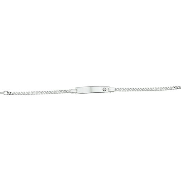 Zilveren Plaatarmband 16-18cm Zirkonia