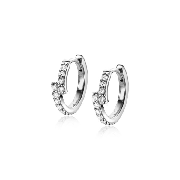 ZINZI Zilveren Luxe oorringen 15 mm met witte Zirkonia ZIO2327