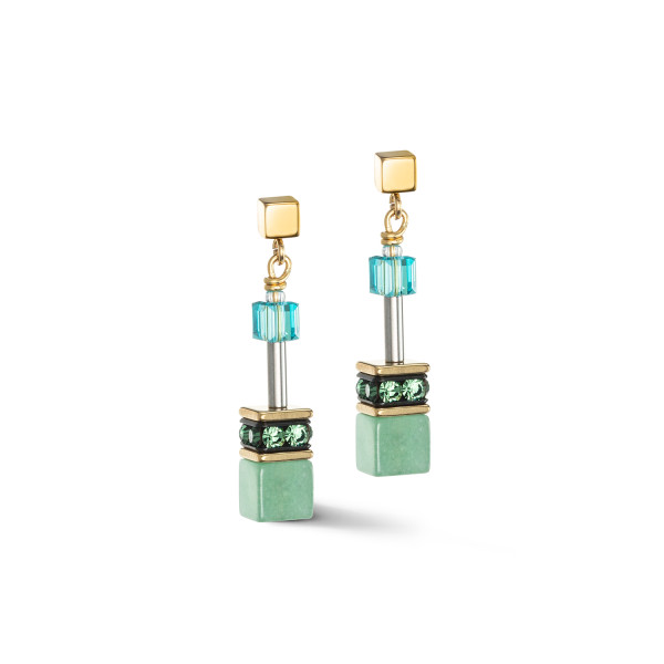 Coeur de Lion GeoCUBE Iconic Precious Oorbellen Groen-Turquoise 4905/21 - 0506