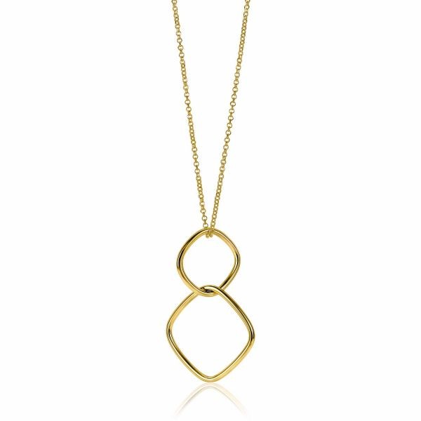Zinzi - Zilveren Collier ZIC2096G Goudkleurig - Vierkante Hangers