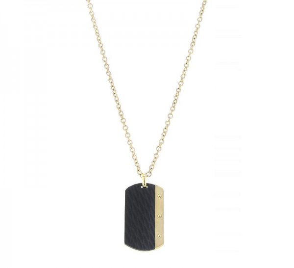 Aze Jewels - Stalen Collier AZ-NL001-B-080 Goudkleurige Dogtag