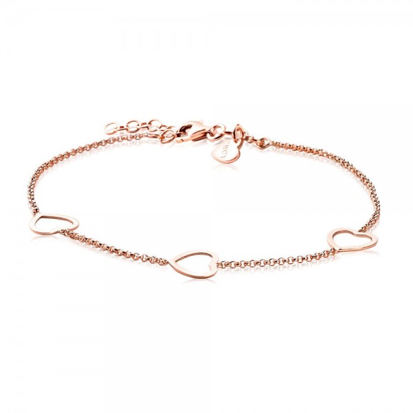 Zinzi Armband Dames Fantasieschakel Open Hart ZIA1188R Roséverguld Zilver