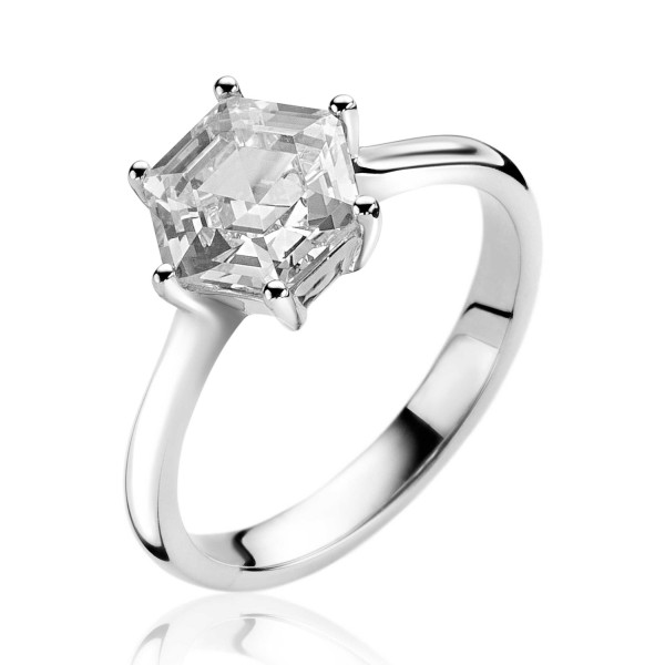 ZINZI zilveren ring met zeshoekige witte zirkonia 10 mm ZIR2259-60