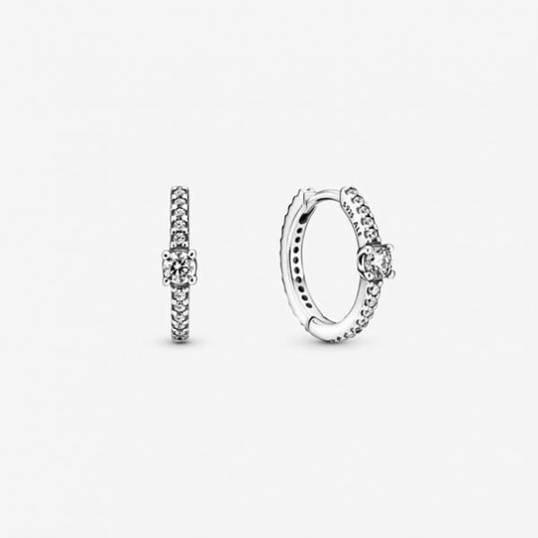 Pandora - Zilveren Klap Creolen 299406C01 Sparkling Hoop