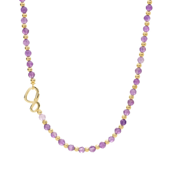 Sparkling Jewels Link Ketting Amethyst mix goudkleurig NLK03G-G05-045