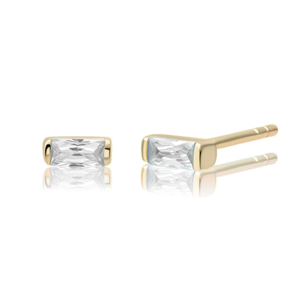 Sparkling Jewels Baquette Oorknopjes Goud Wit Flame EAG08-CZ01