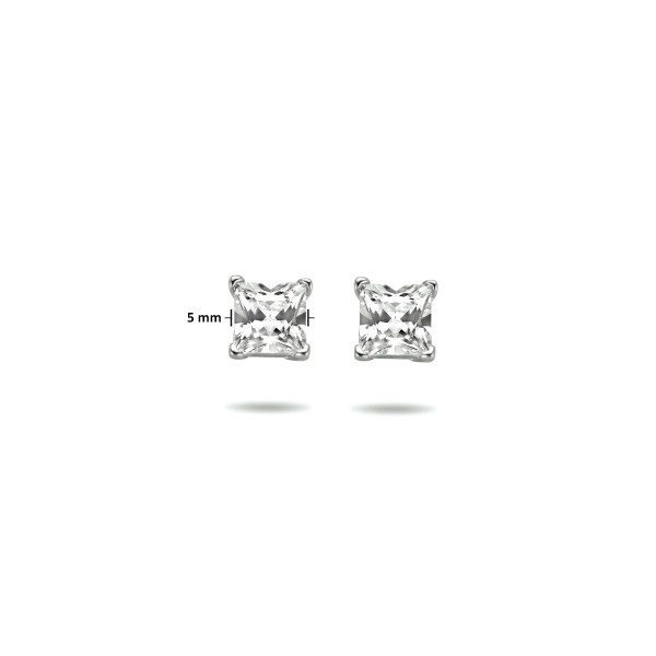 Oorknoppen Zilver Zirkonia Vierkant 5mm