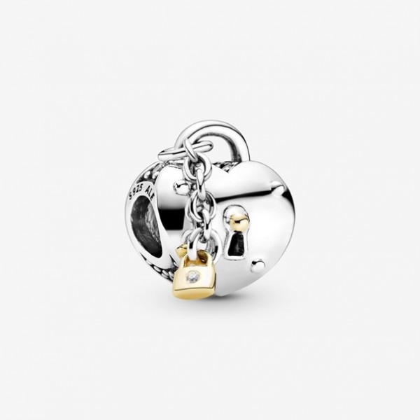 Pandora - Zilveren Bedel 799160C01 met Goud - Hart Slot
