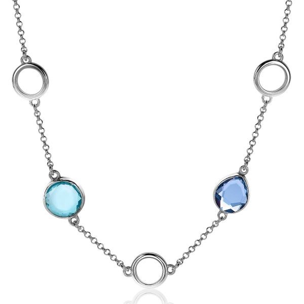 Zinzi - Zilveren Fantasie Ketting ZIC2000 Blauw/Turquoise Kleursteen