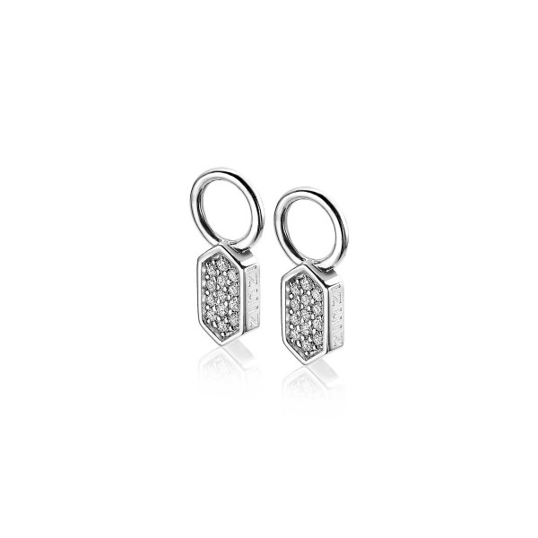 Zinzi - Zilveren Creoolhangers ZICH1788 Zeshoek - Zirkonia