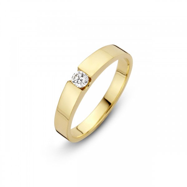 Briljant - Stretto Geelgouden Damesring 0,10crt Diamant