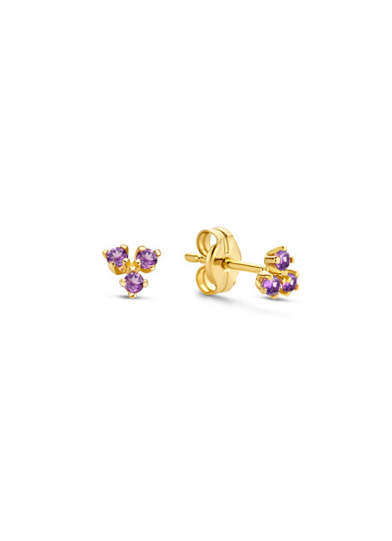 Jackie - Gouden Oorknopjes JKE20.018 Triangle Amethyst