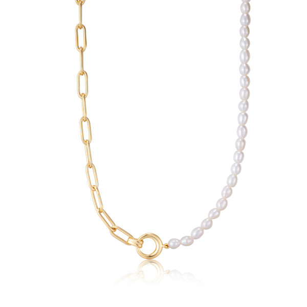 Ania Haie Pearl Chunky Link Chain ketting N043-01G