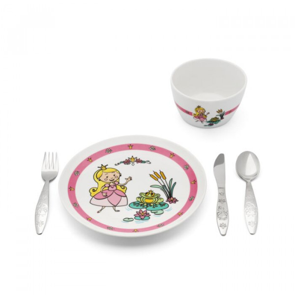 Zilverstad - Porselein & Kinderbestek set 5dlg Prinses couver