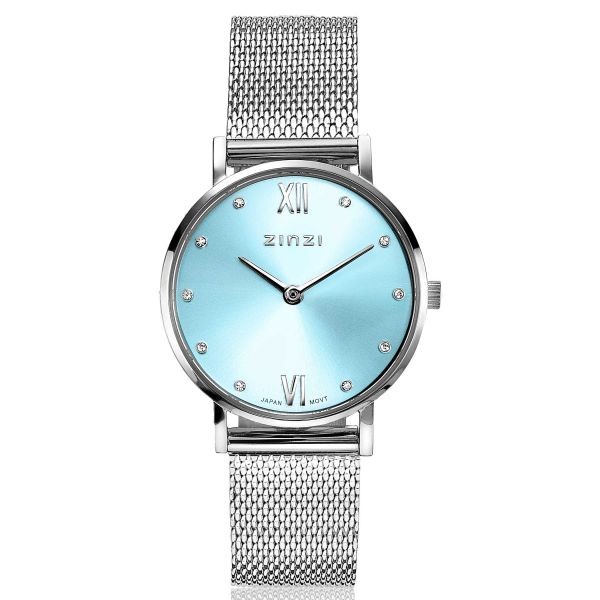 Zinzi - Lady Crystal ZIW645M Dameshorloge - Zilverkleurig ice-blauw