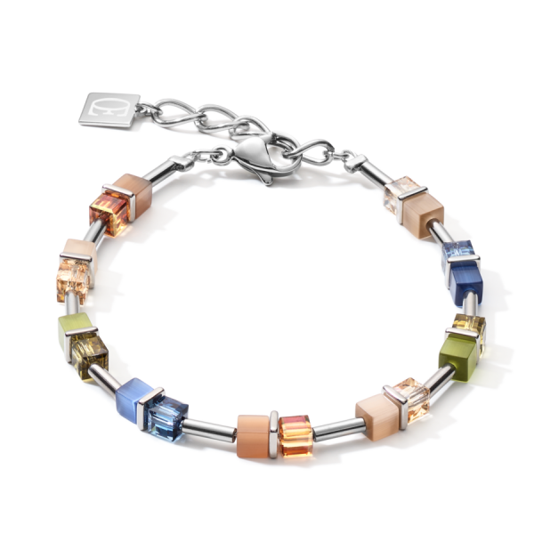 Coeur de Lion - Armband GeoCube 5020300750 Blauw-Bruin-Olijf