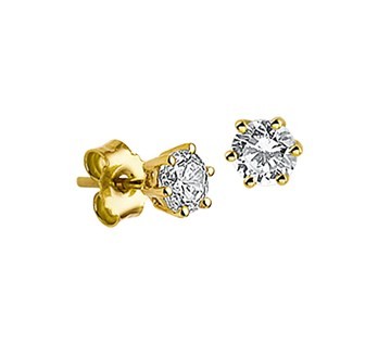 Gouden Oorknoppen Zirkonia 14KARAAT 4mm