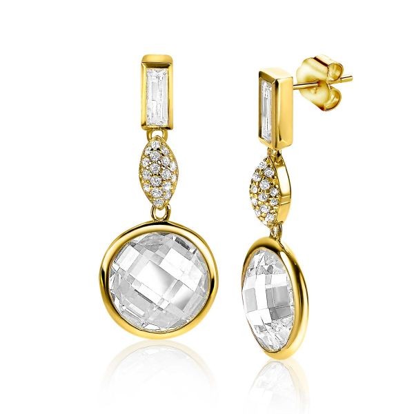 Zinzi - Zilveren Oorsieraden Goudkleurig Zirkonia ZIO2058