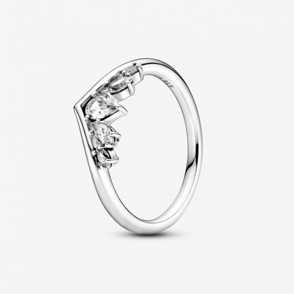 Pandora - Zilveren Wish Ring 199109C01-54 Glinsterende Peer en Marquise Wishbone