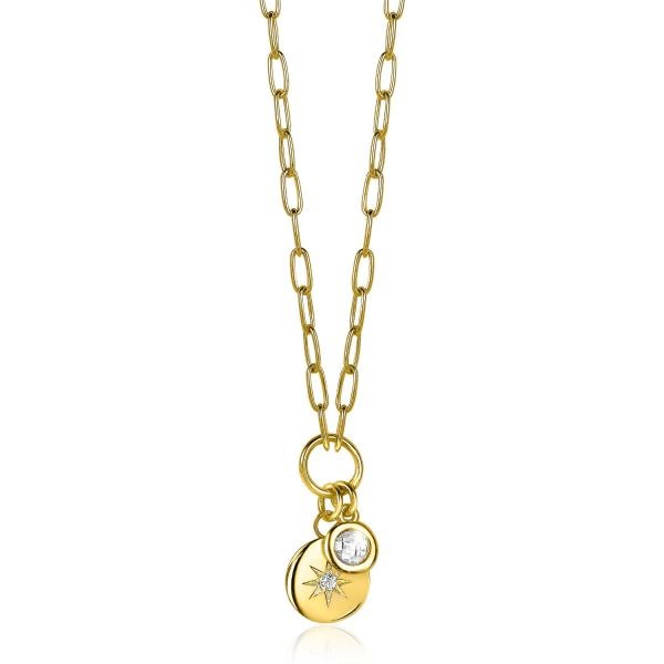 Zinzi - Zilveren Ketting ZIC1994G Goudkleurig - Rond met Ster