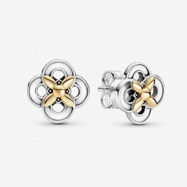 Pandora - Zilveren Oorbellen 299349C00 Two-Tone Bloem