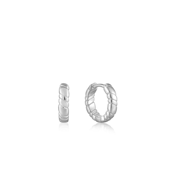 Ania Haie Smooth Twist Huggie Hoop zilverkleurige oorringen E038-02H