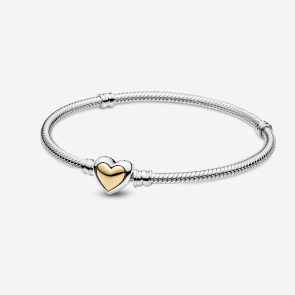 Pandora - Zilveren Armband 599380C00 20cm Koepelvormige Gouden Hartsluiting