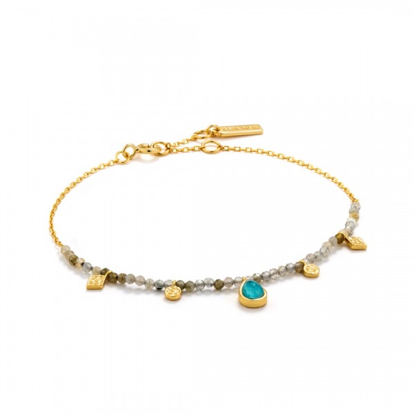 Ania Haie - Turquoise Labradorite Armband B014-03G Goudkleurig