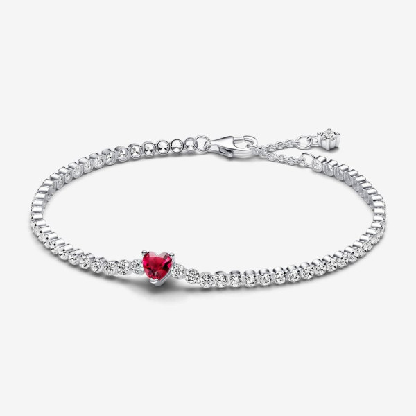 Pandora Sprankelend Rood Hart Tennisarmband 590041C02-18