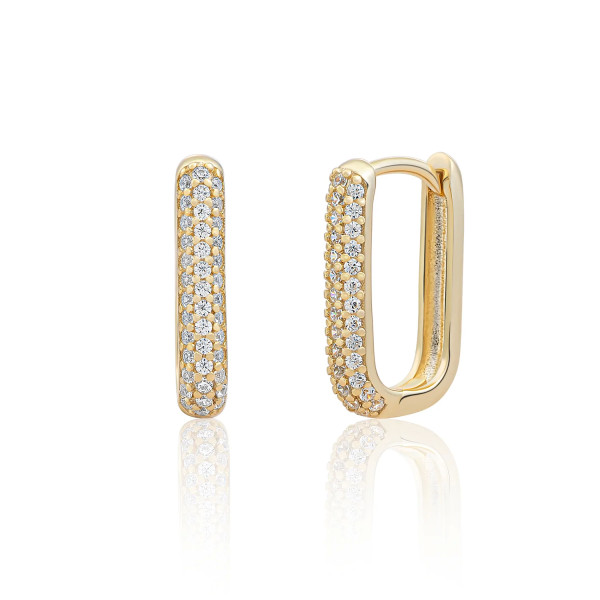 Sparkling Jewels Square Creolen CZ Goudkleurig EAG24 verguld zirk
