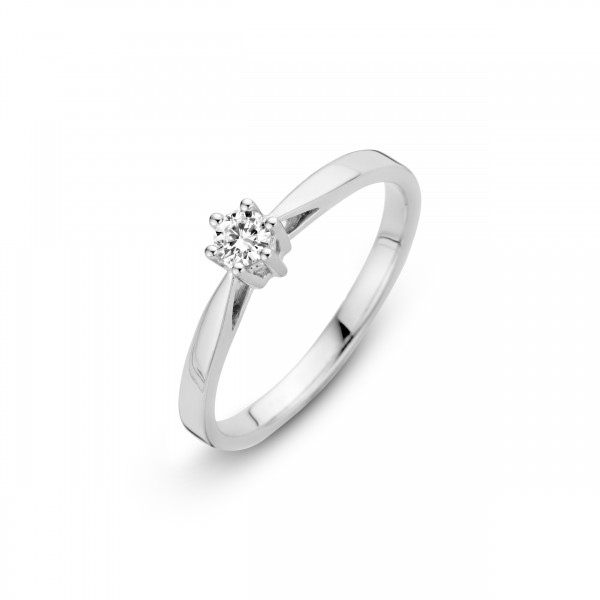 Briljant - Classico Witgouden Damesring 0,05crt Diamant