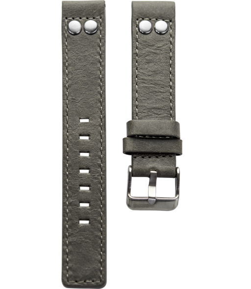 OOZOO horlogeband grijs leer met studs 24mm
