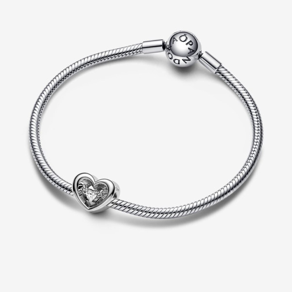 Pandora Stralend hart en zwevende steen bedel 792493C01