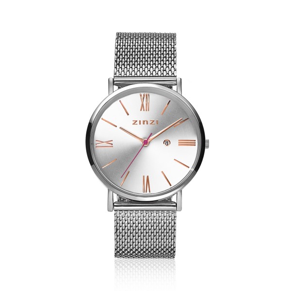 Zinzi - Roman ZIW512M Dameshorloge Zilverkleurig + Gratis Zinzi Armbandje