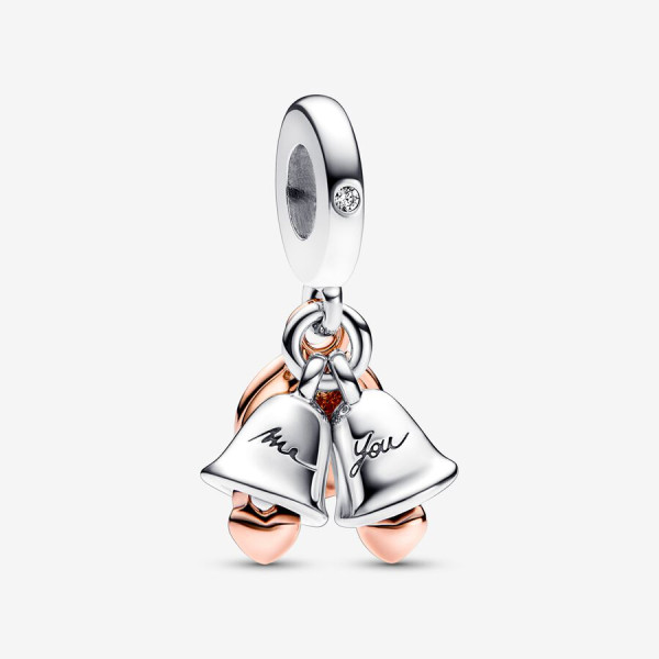 Pandora Tweekleurige hangende bedel met huwelijksklokken 782592C01