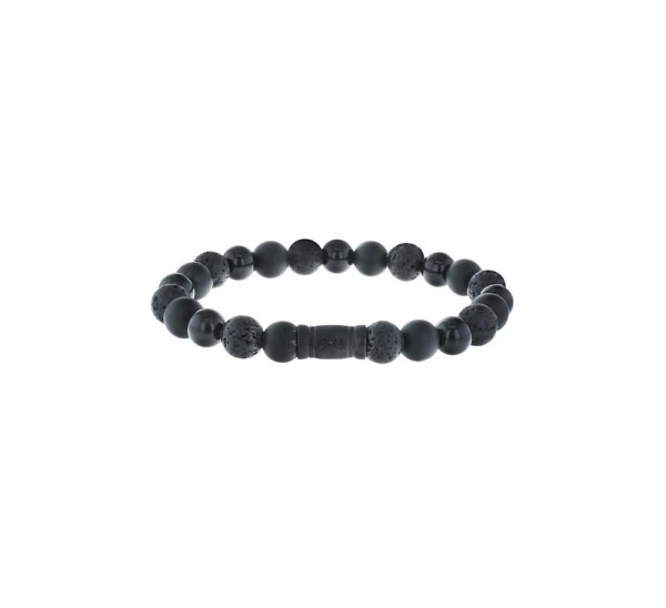 Aze Jewels - Armband AZ-BS003-A-175 Lava, Obsidian en Matte Obsidian Edelstenen - Zwart