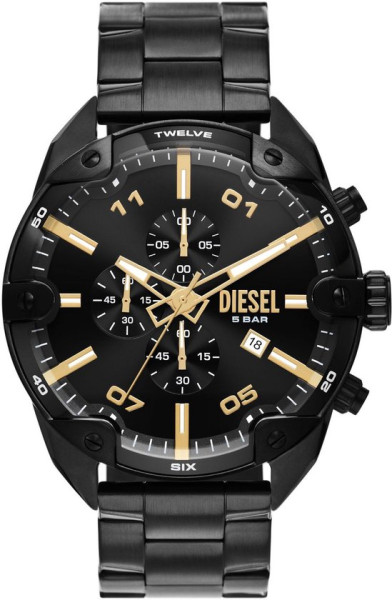 Diesel Spiked Zwarte Stalen Herenhorloge DZ4644