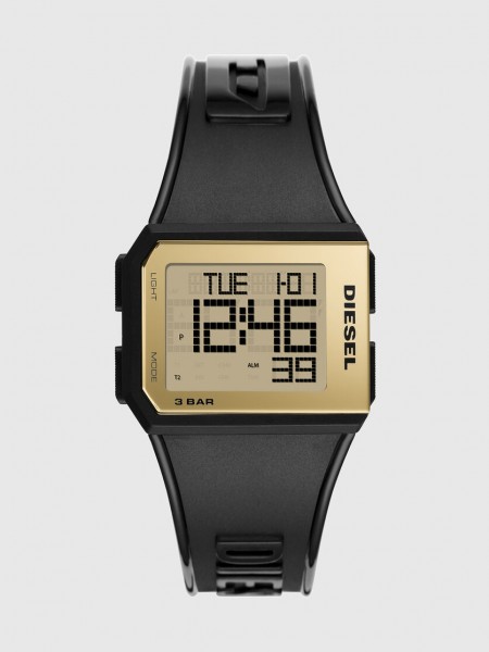 Diesel - Chopped Digital DZ1943 Herenhorloge Vierkant Black-Gold
