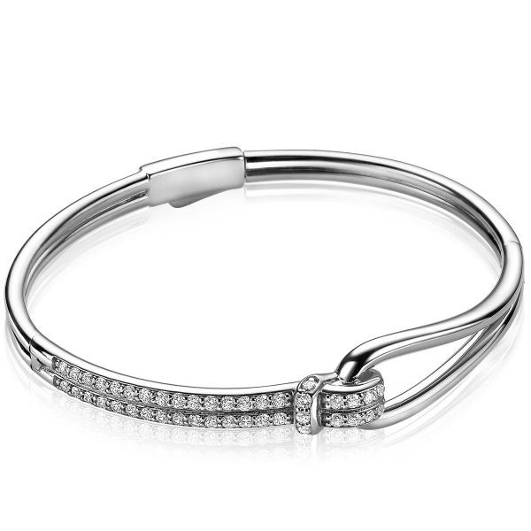 Mart Visser - Zilveren Bangle Armband MVA19 Zirkonia Knoop