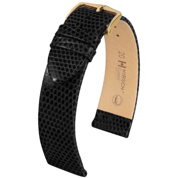 Hirsch horlogeband - Lizard Zwart - 18mm