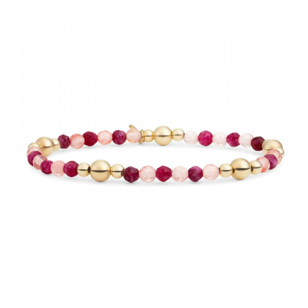 Sparkling Jewels - Mix Armband BLK02G-G49-G25 Fuchsia Jade & Cherry Quartz