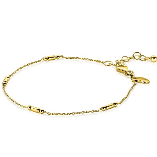 Zinzi - Zilveren Armband ZIA2219G Goudkleurige Staafjes en Bolletjes
