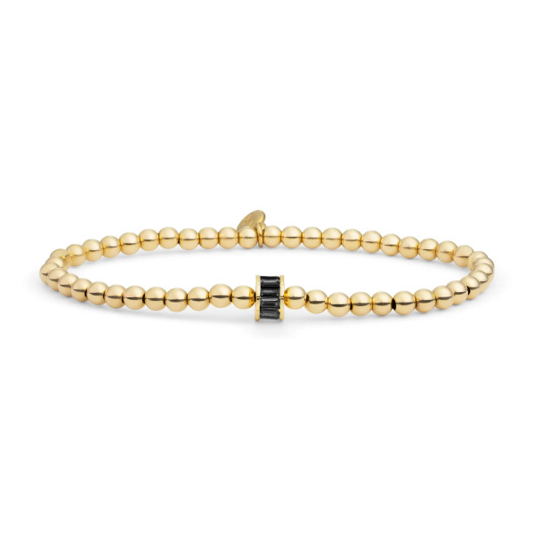 Sparkling Jewels BaguetteCylinder Armband zwart CZ SB-G-4MM-BA02