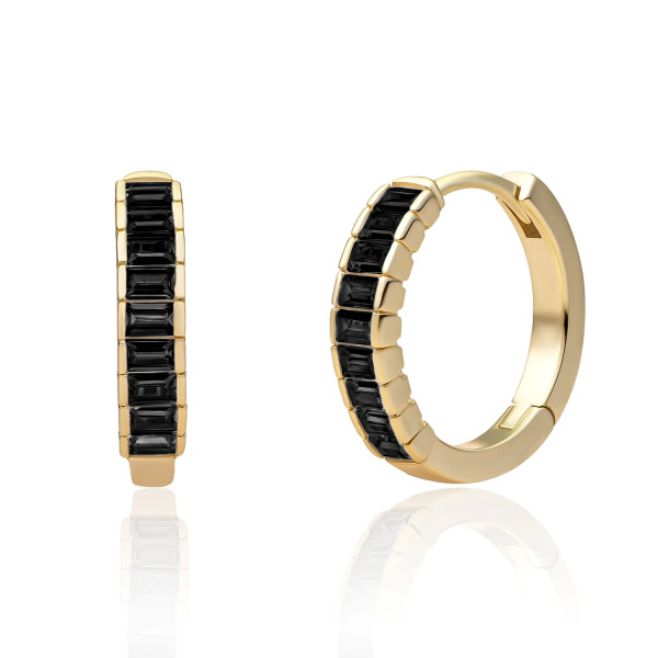 Sparkling Jewels Baquette Creolen Goudkleurig-Zwart EAG23-CZ02 verguld